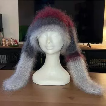 Новый стиль, чистая ручная вязка, ледяная полоска, плиссированная оборка, рыболовная шапка, модная взрослая шапка