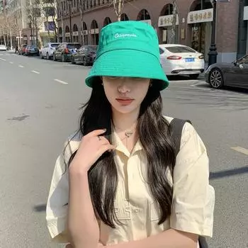 Новый стиль, чистый хлопок, вышитые буквы, повседневная шляпа-ведро для женщин, универсальная, с большим полем, солнцезащитная шляпа с эффектом показного лица, солнцезащитный крем 56-58cm розы красного