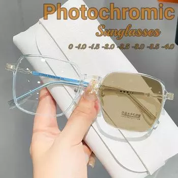 Новый стиль, фотохромные очки для близорукости, мужские и женские очки, меняющие цвет, анти-УФ-солнцезащитные очки, роскошные очки для близорукости 0 ~-6,0 -4.0