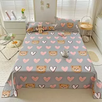 Новый стиль Ins Хлопковый односпальный простынь с рисунком из мультфильма Чехол для матраса Мягкий и удобный Универсальный студенческий постельное белье 130x230 250x270 Only 2 pillowcases