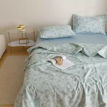 Новый стиль Ins, корейский стиль, свежее летнее прохладное одеяло из чистого хлопка, комплект из четырех предметов, одеяло из соевого волокна, моющееся двойное пустое одеяло 245*250cm