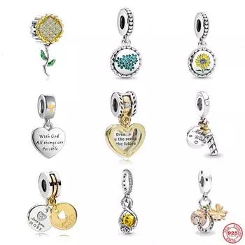 Новый стиль, изысканный кулон в виде пчелы из серебра 925 пробы, подвеска в виде подсолнуха, подходит для оригинального браслета, сделай сам, женские ювелирные изделия, подарок