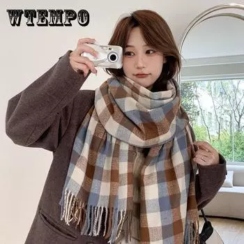 Новый стиль, имитация кашемира, японский маленький сетчатый шарф, зимний женский утолщенный шарф средней длины, теплый сохраняющий шарф для отдыха ONE SIZE