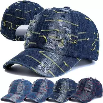 Новый стиль кепки унисекс джинсовая линия дизайн бейсболка новый стиль модная уличная кепка для повседневной носки для мужчин и женщин 56cm-58cm светло-синий/красный