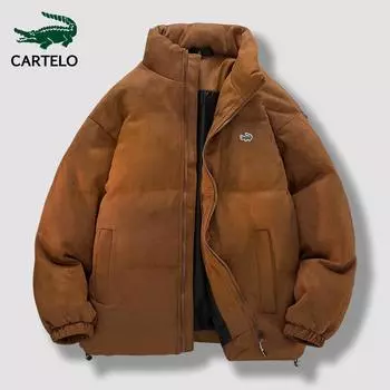 Новый стиль, кожаная плюшевая мужская хлопковая куртка с вышивкой, супер горячая повседневная утепленная тенденция, модная простая повседневная хлопковая куртка для мужчин S серый