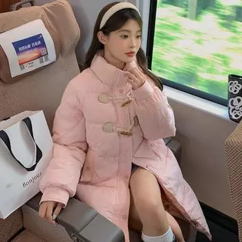 Новый стиль, куртка с капюшоном средней длины, женское осеннее и зимнее пальто для поездок на работу S белый