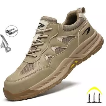 Новый стиль, летняя защитная обувь для мужчин, легкие дышащие кроссовки, удобные нерушимые рабочие кроссовки Hombre 38 хаки