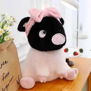 Новый стиль маленькой черной свиньи, красивая кукла-подушка, милая плюшевая игрушка в виде свиньи, подарок на день рождения девочки 30cm