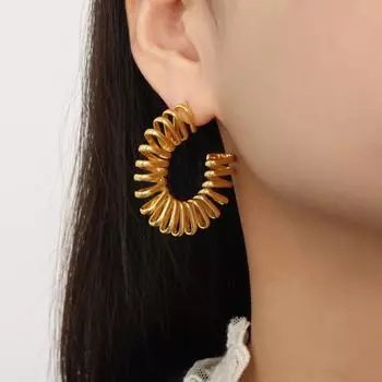 Новый стиль, мода, индивидуальность, нерегулярные, титановая сталь, позолоченные, геометрические, С-образные, обвивающие линии, серьги, ювелирные изделия для женщин