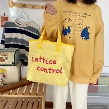 Новый стиль, модная сумка на плечо из хлопчатобумажной ткани для женщин, простой клетчатый узор, большие повседневные сумки-тоут для покупок синий