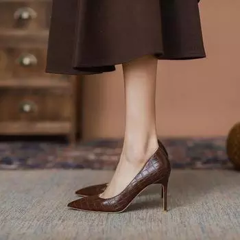 Новый стиль, модный дизайнер, сексуальные новые коричневые удобные универсальные туфли на высоком каблуке, женские туфли-шпильки, одинарные туфли для женщин, Zapatos Mujer 35 чёрный