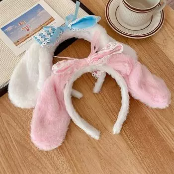 Новый стиль мультяшная повязка на голову с ушками собаки и кролика и бантом – милый девчачий аксессуар для волос big ears puppy