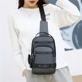 Новый стиль, мужская нагрудная сумка, большая вместительная сумка на плечо, дорожная нейлоновая тканевая сумка-мессенджер, рюкзак None темно серый