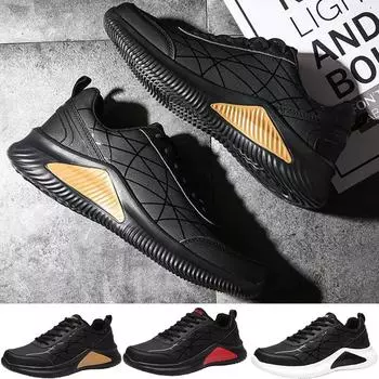 Новый стиль, мужская обувь из искусственной кожи, четыре сезона, мужская обувь для спорта и отдыха, тренировочная обувь для бега 39 чёрный/красный