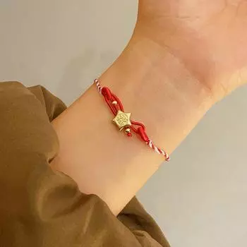 Новый стильный браслет с золотой звездой и бантом, модный браслет ручной работы для женщин и девочек, праздничные подарки