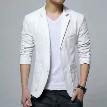 Новый стильный повседневный белый пиджак для вечеринок, деловой, 100% кожа ручной работы, мужской XS белый