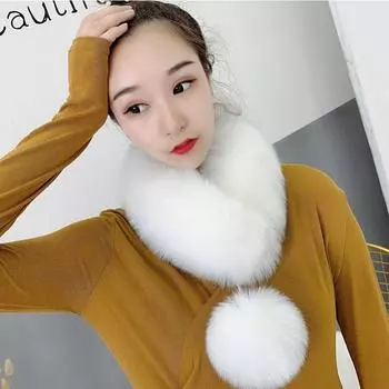 Новый стильный шарф из искусственного меха лисы в форме шара 60-80cm хаки