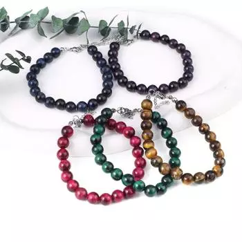 Новый стильный женский браслет из натурального камня, тигровый глаз, каменные бусины 8X8 мм, подвески для женщин, романтический подарок на день рождения 8mm