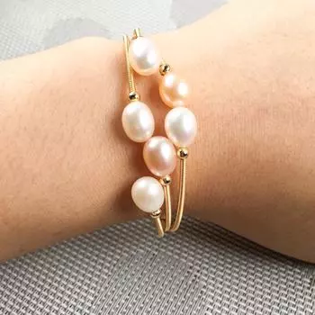 Новый стильный женский браслет с искусственным жемчугом для элегантных женщин, любящих романтический подарок 7-8 mm белый