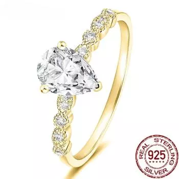 Новый стиль, обручальные кольца из стерлингового серебра 925 пробы, каплевидные кольца для женщин, обручальные кольца со сверкающим цирконом, изысканные ювелирные изделия, подарок 5&Platinum Plated