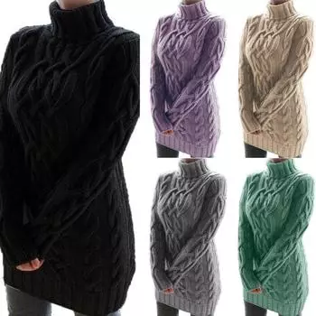 Новый стиль осенняя водолазка с длинным рукавом тонкий однотонный пуловер большого размера вязаный женский свитер QT2448 M серый