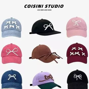 Новый стиль, остроконечная шляпа с бантом и узлом для женщин, летняя уличная мягкая бейсболка с мягким верхом, повседневная универсальная шляпа для лица, небольшая бейсбольная кепка с защитой от солнца M