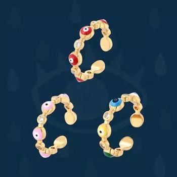 Новый стиль Открытые богемные радужные злые синие глаза стразы золотые кольца для женщин винтажное женское кольцо на палец дьявол ювелирные изделия подарок Resizable