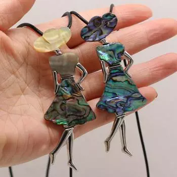 Новый стиль, ожерелье из натуральных ракушек, красивая брошь, кулон, кожаный шнур, 2 мм, подвески для элегантных женщин, романтический подарок 30x85mm