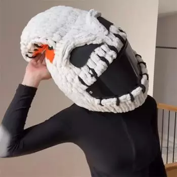 Новый стиль, полностью ручная работа, вязаная шапка-бини для домохозяйки, теплая осень и зима, забавная шапка с кудрявыми волосами adult 57-59cm [without ski goggles]