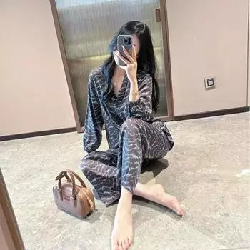 Новый стиль, повседневная домашняя пижама с лацканами M