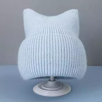 Новый Стиль Простая Зимняя Шапка Денди Шапка-Бини из Кроличьего Меха Элегантные Зимние Шапки для Женщин Конфетные Цвета Теплые Вязаные Шапки 54cm-58cm