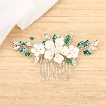 Новый стиль простой свадебный гребень для волос зеленый призрак кристалл алмаз аксессуары для волос фото свадебная фотография серебряный