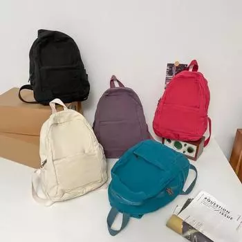 Новый стиль японский однотонный холст повседневный рюкзак ретро ниша простой студенческий класс