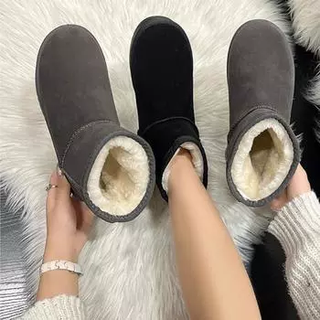 Новый стиль роскошные кожаные классические женские зимние ботинки женские ботильоны из коровьей кожи больших размеров зимняя женская обувь Zapatos Mujer 36