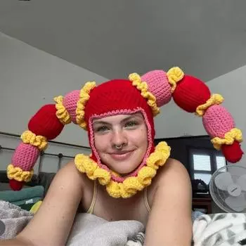 Новый стиль ручной работы вязаная шапка-парик осенне-зимняя теплая забавная шерстяная шапка