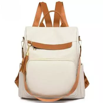 Новый стиль, Рюкзак, Кисточка контрастного цвета, Модный, Трансграничный, Повседневный, Путешествия, Мягкая кожа, Дамы, Оптовая торговля, Рюкзак, Защита от кражи
