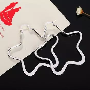 Новый стиль, серьги из стерлингового серебра 925 пробы, большие серьги с пятиконечной звездой, модное платье, женские ювелирные изделия, подарки