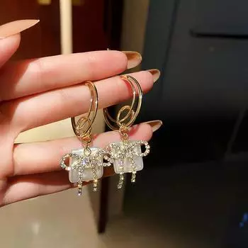 Новый стиль, серьги с бантом из циркона, темпераментные серьги с бриллиантами, кулон, женские ювелирные изделия, оптовая продажа
