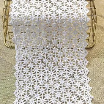 Новый стиль, ширина 17/20 см, 1 ярд/упаковка, водорастворимая кружевная отделка с цветочной вышивкой, кружевная бейка, хлопковый материал 1 yards против вспышки белого