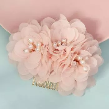 Новый стиль, супер сказочный розовый трехмерный гребень с цветами, головной убор для фотосессии знаменитостей в Интернете, универсальный сетчатый свадебный гребешок для волос