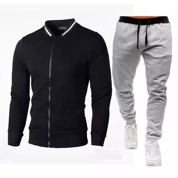 Новый стиль толстовка с застежкой-молнией и воротником-стойкой, толстовка, куртка, мужской клетчатый однотонный кардиган, костюм S