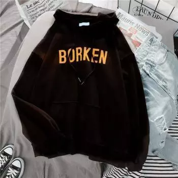 Новый стиль толстовки для женщин, осенне-зимний стиль с капюшоном в интернет-знаменитости, студентка, корейская версия, свободная женская куртка S