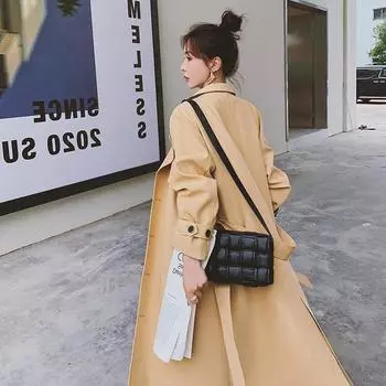 Новый стиль тренчкота для женщин, весна и осень, универсальное повседневное пальто цвета хаки для женщин, длинное выше колена, свободное пальто большого размера S
