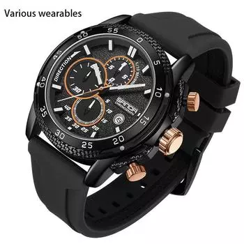 Новый стиль, три глаза и шесть игл, модный тренд с календарем, водонепроницаемые флуоресцентные мужские кварцевые часы