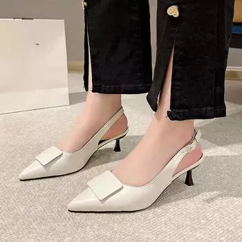 Новый стиль, удобные однотонные женские сандалии на высоком каблуке с острым носком и бантом, модные женские сандалии на шпильке НЕТ:606 34