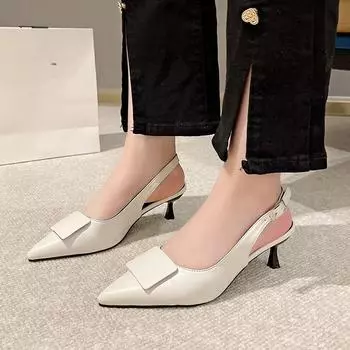 Новый стиль, удобные однотонные женские сандалии на высоком каблуке с острым носком и бантом, модные женские сандалии на шпильке НЕТ:606 34