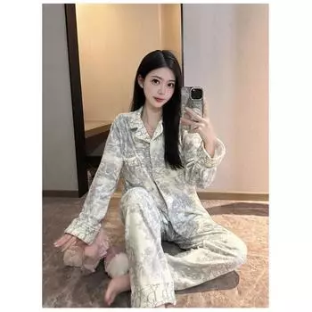 Новый стиль утолщенная пижама женские брюки с длинными рукавами женский осенний костюм домашняя одежда M