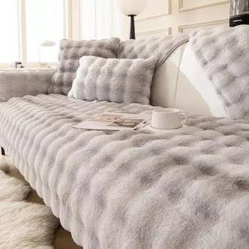 Новый стиль утолщенная подушка для дивана в гостиной нескользящая ткань для дивана французский высококачественный кролик плюшевая подушка для дивана зима 70x70