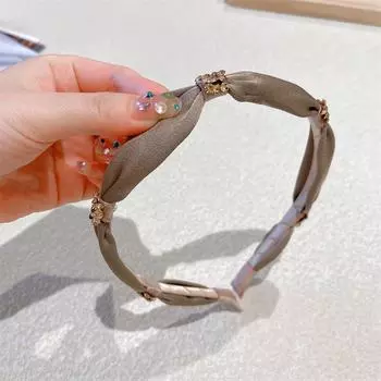 Новый стиль Высококлассная атласная повязка для волос с узлом из водяных бриллиантов, Элегантная и ретро французская повязка на голову, Универсальная заколка для волос для прогулок