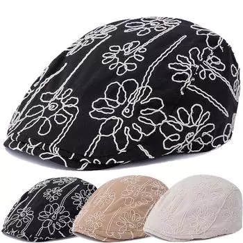 Новый стиль весна-лето открытый плоский берет кепка повседневная кепка с цветочным узором для женщин шляпа Dopamine 56cm-60cm хаки